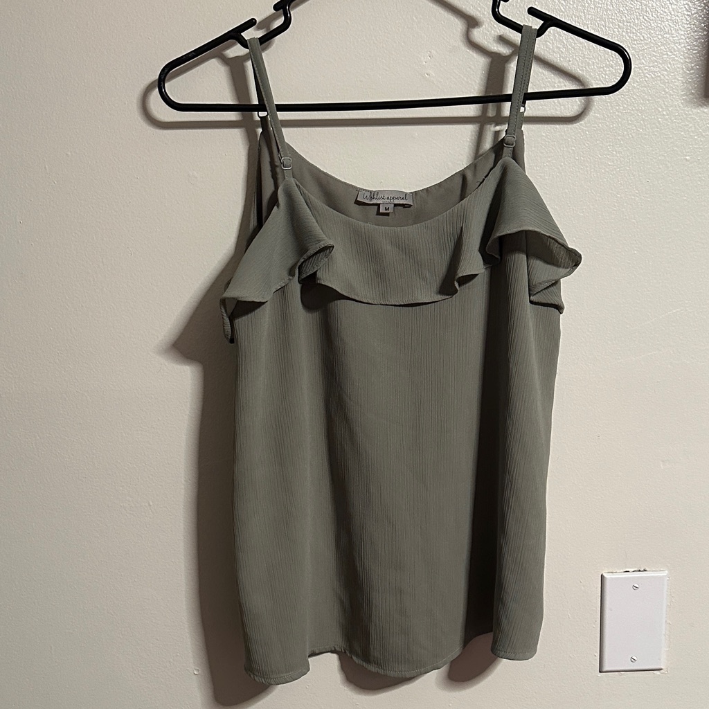 Green Ruffle Tank Size M